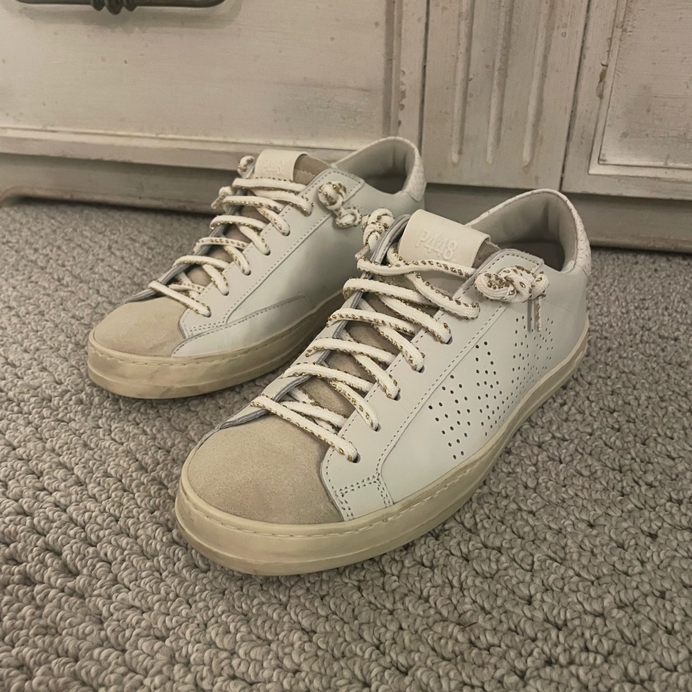 P448 Cream and Gold sneakers
